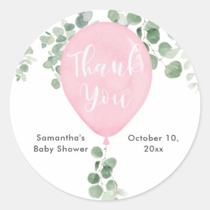 Sticker Rond Baguettes de bébé en ballons d'eucalyptus vert ros
