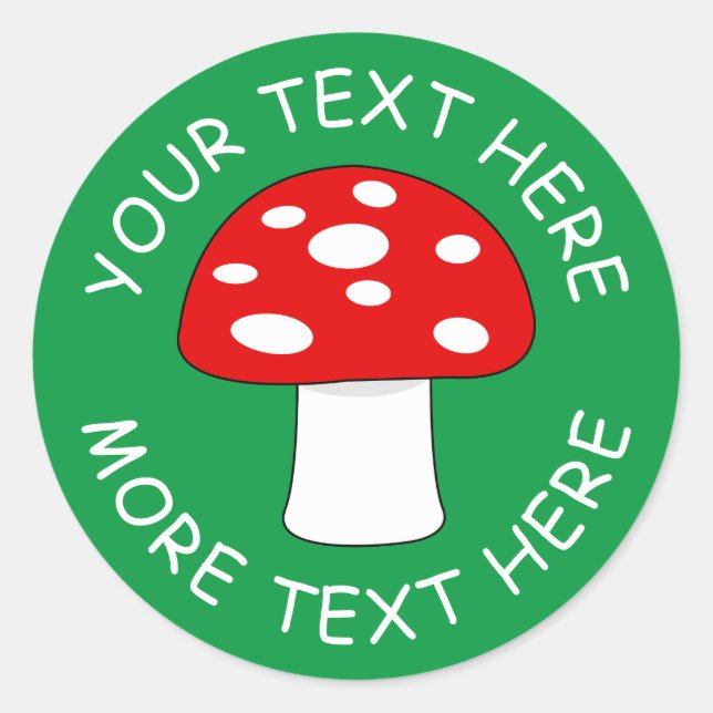 Sticker Rond Baguettes de champignons casquettes rouges mignons (Devant)