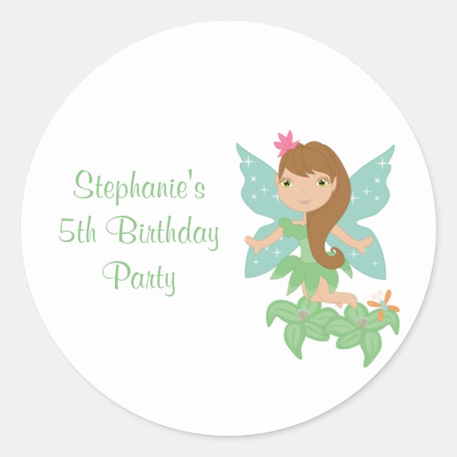 Sticker Rond Baguettes de fête d'anniversaire de fée de fée (Devant)