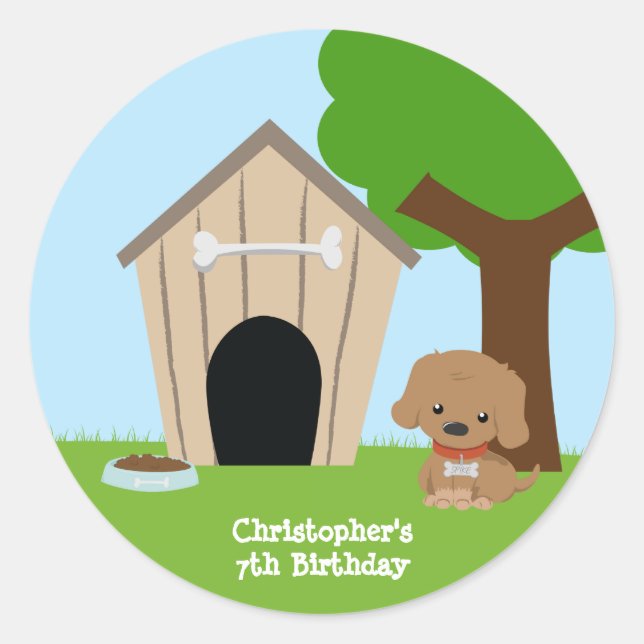 Sticker Rond Baguettes de fête d'anniversaire du garçon de la m (Devant)