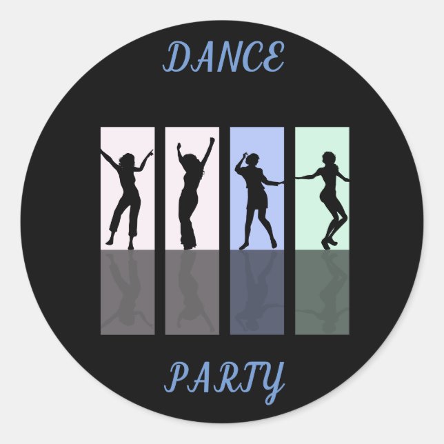 Sticker Rond Baguettes de fête de danse lustrées. (Devant)