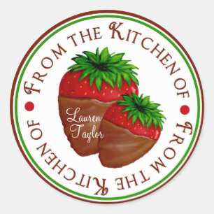 Sticker Rond Baguettes de fraises couvertes de chocolat