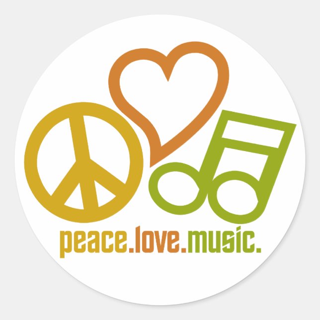 Sticker Rond Baguettes de musique Peace Love (Devant)