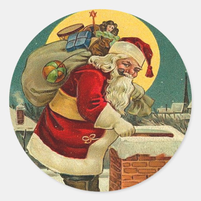 Sticker Rond Baguettes de Noël de Cute Père Noël (Devant)