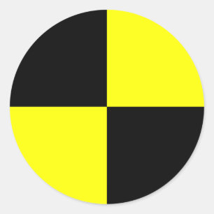 Sticker Rond Baguettes d'essai de collision   noir et jaune