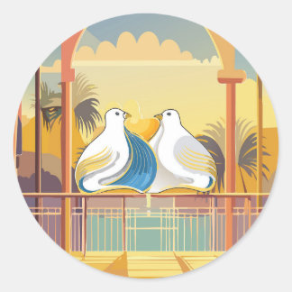 Sticker Rond Baguettes Lovebirds in Paradise