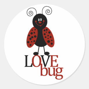 Sticker Rond Baguettes rouge et noir Ladybug "LOVE BUG"