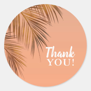 Sticker Rond Bahama Breeze Bronze Palmier Corail Pêche Mariage
