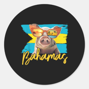 Sticker Rond Bahamas Baignade Cochon Caraïbes Beach Voyages été