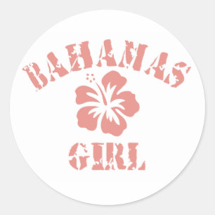Sticker Rond Bahamas Rose Girl