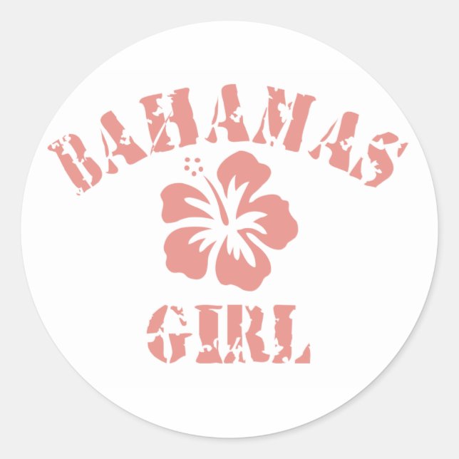 Sticker Rond Bahamas Rose Girl (Devant)