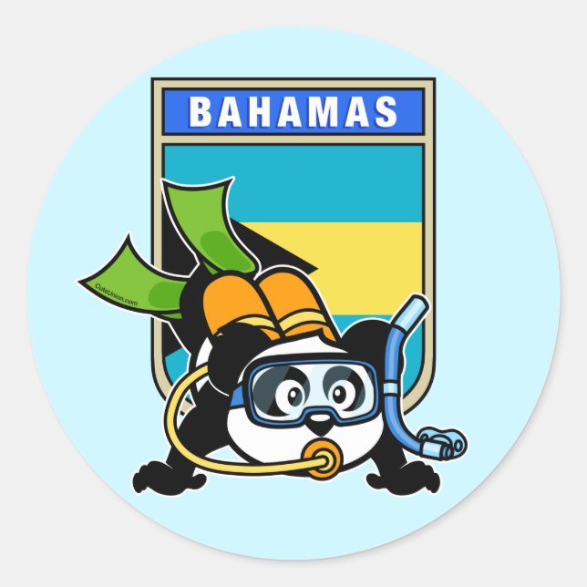 Sticker Rond Bahamas Scuba Panda (Devant)
