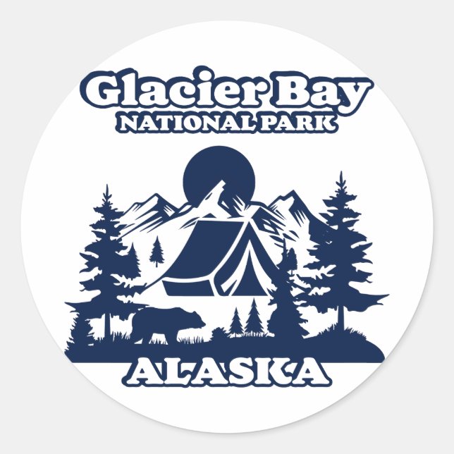 Sticker Rond Baie Glacier Alaska (Devant)