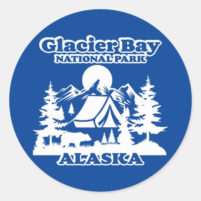 Sticker Rond Baie Glacier Alaska (Devant)