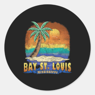 Sticker Rond Baie St Louis Mississippi Souve Vintage en détress