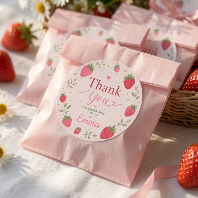 Sticker Rond Baie Sucrée Fraise Merci (Créateur téléchargé)