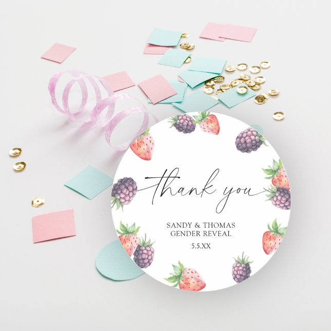 Sticker Rond Baies d'aquarelle - le sexe du Merci révèle (Créateur téléchargé)