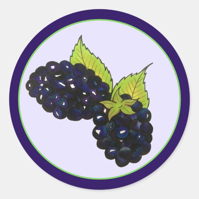 Sticker Rond Baies-mûres d'été Blackberry Berry Berries (Devant)