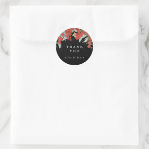 Sticker Rond Baies Rouges + Eucalyptus Noël Merci