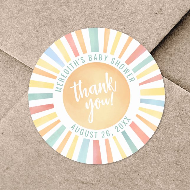 Sticker Rond Baignade ensoleillée pour bébé (Sunshine Sun Baby Shower Classic Round Sticker)