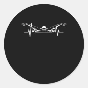 Sticker Rond Baignade Heartbeat Équipe Baignade Femmes Filles