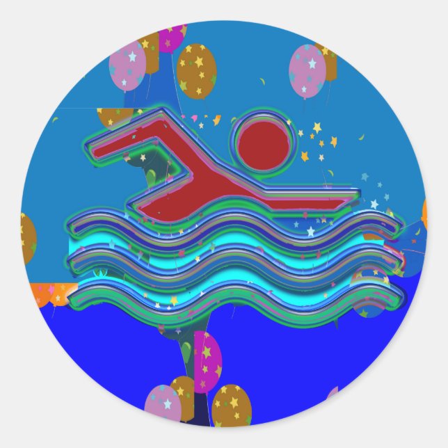 Sticker Rond BAIGNADE : L'esprit Cool dans les temps chauds (Devant)