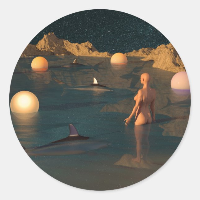 Sticker Rond Baignade Nocturne (Devant)