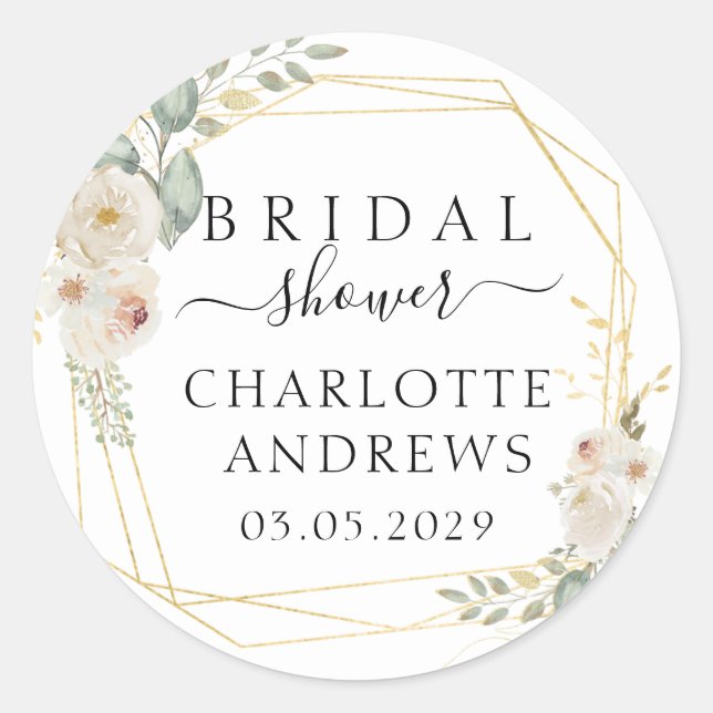 Sticker Rond Baigne de fleurs bohème pour la mariée   (Devant)