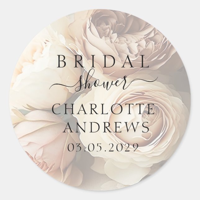 Sticker Rond Baigne de Fleurs Mariage Bohème   (Devant)