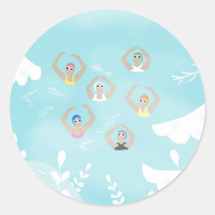 Sticker Rond Baigneurs artistiques   Art d'hiver de natation ar