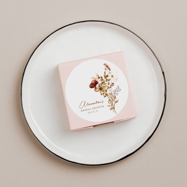 Sticker Rond Baigneuse Bohème Rustique Nature Botanique Mariage (Créateur téléchargé)