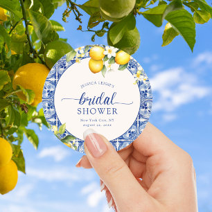 Sticker Rond Baigneuse de mariage aux citrons de la Méditerrané