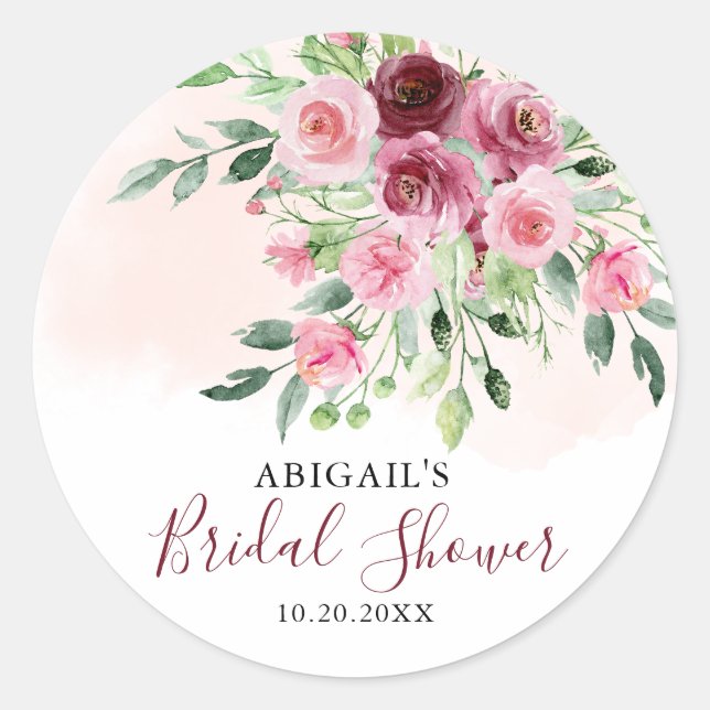 Sticker Rond Baigneuse Florale de Mariage Bourguignon (Devant)