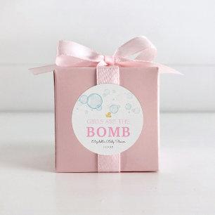 Sticker Rond Bain Bomb Girl Baby shower en caoutchouc Canard