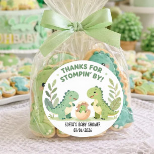 Sticker Rond Bain de bébé dinosaure à l'aquarelle T-Rex vert mi