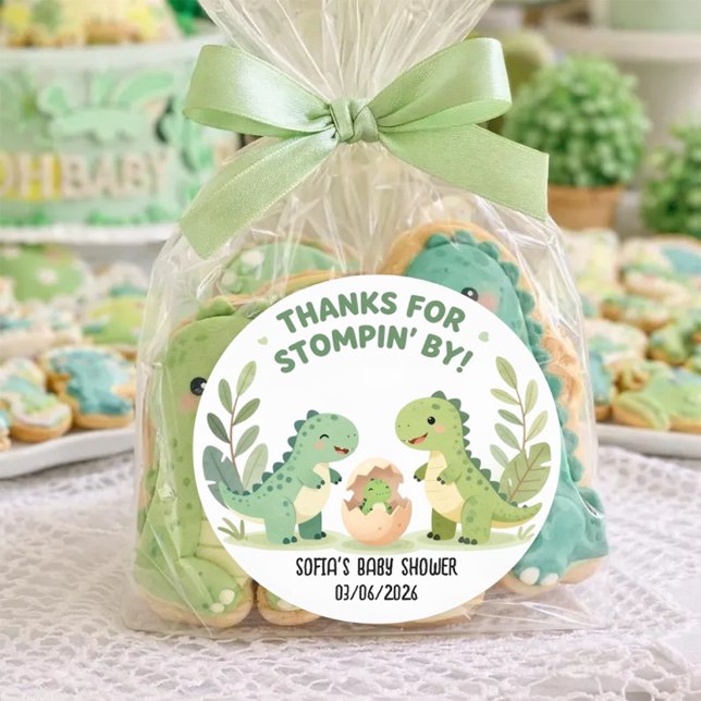 Sticker Rond Bain de bébé dinosaure à l'aquarelle T-Rex vert mi (Créateur téléchargé)