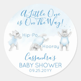 Sticker Rond Bain de bébé garçon Hippopotame en Culbute