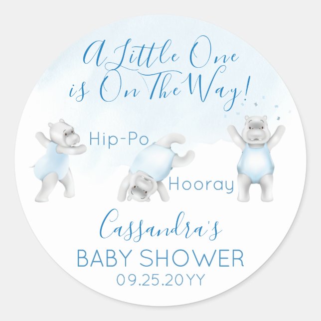 Sticker Rond Bain de bébé garçon Hippopotame en Culbute (Devant)