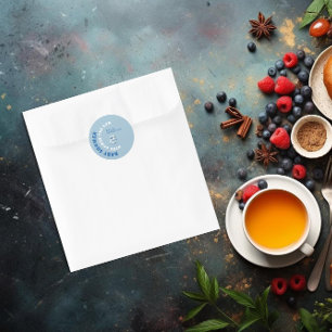 Sticker Rond Bain de bébé garçon minimaliste bleu aquarelle