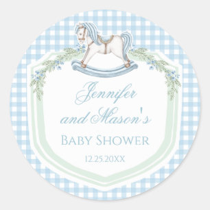 Sticker Rond Bain de bébé garçon prépa avec cheval à bascule bl