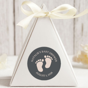 Sticker Rond Bain de bébé typographie boho gris rose