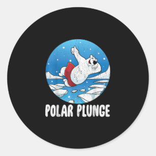 Sticker Rond Bain d'hiver Polar Plunge Ice Jump Polar Ours Bain
