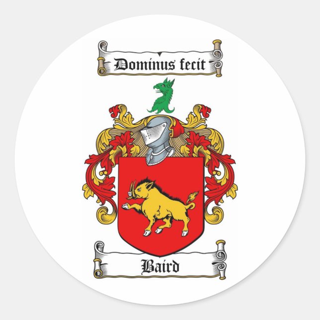 STICKER ROND BAIRD FAMILLE CREST - BAIRD COAT DES ARMES (Devant)