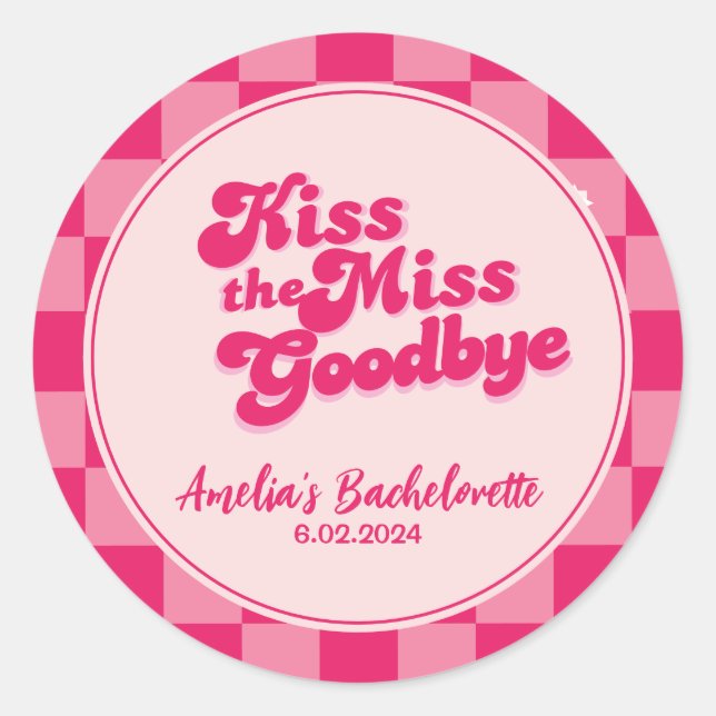 Sticker Rond Baiser adieu au revoir Bachelorette Week-end (Devant)