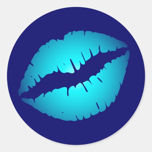 Sticker Rond Baiser Bleu Frais (Devant)
