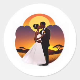 Sticker Rond Baiser de coucher de soleil dans la nature