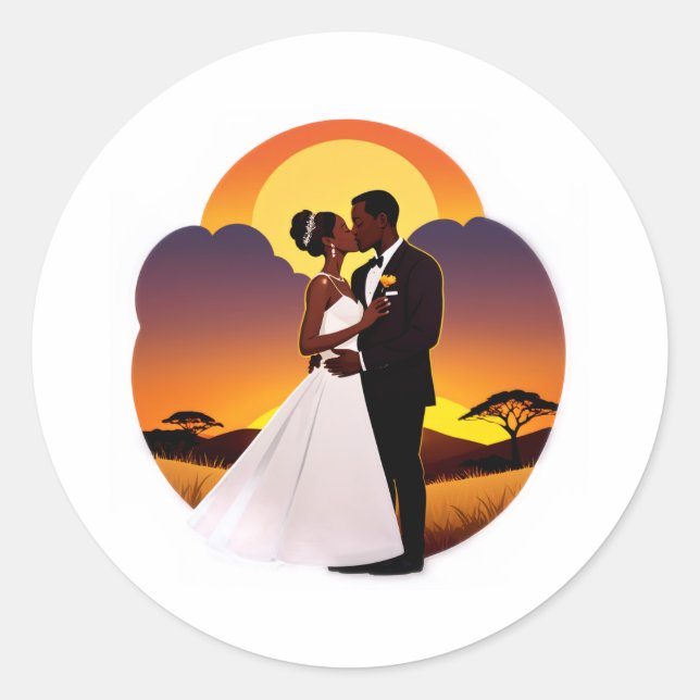Sticker Rond Baiser de coucher de soleil dans la nature (Devant)