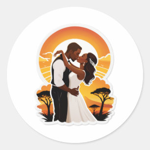 Sticker Rond Baiser de coucher de soleil dans la nature