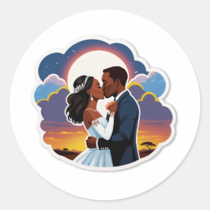 Sticker Rond Baiser de coucher de soleil dans la nature
