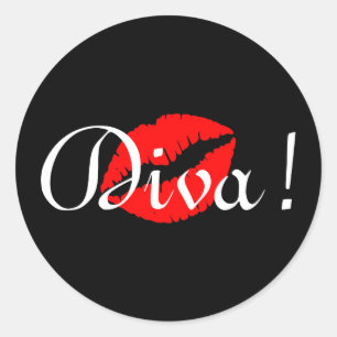 Sticker Rond Baiser de diva rouge